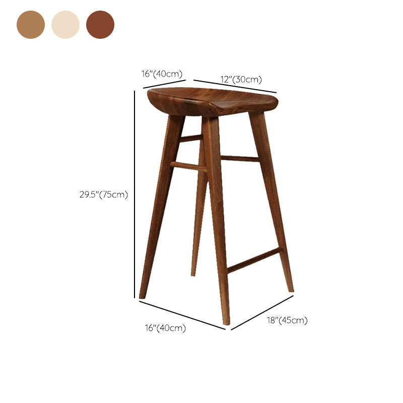 Indoor Modern Counter-height Stool Solid Wood Footrest Saddle Seat Counter Stool