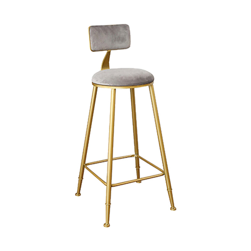 Nordic Backrest Armless Counter Stool Iron Kitchen Bar Stool with Gold Base