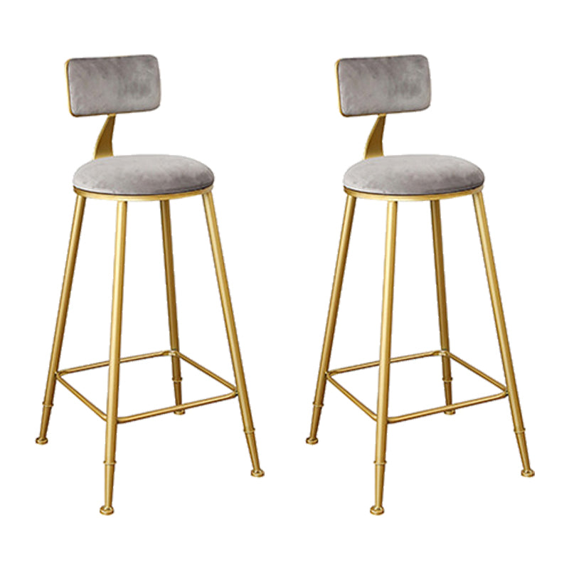 Nordic Backrest Armless Counter Stool Iron Kitchen Bar Stool with Gold Base