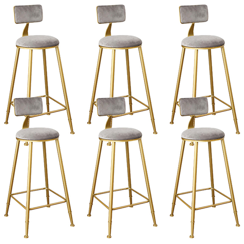 Nordic Backrest Armless Counter Stool Iron Kitchen Bar Stool with Gold Base