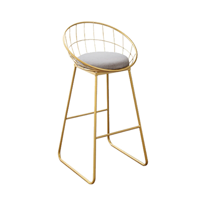 Nordic Backrest Armless Counter Stool Iron Kitchen Bar Stool with Gold Base