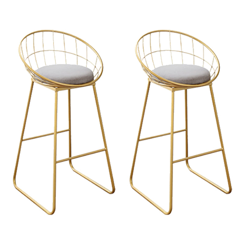 Nordic Backrest Armless Counter Stool Iron Kitchen Bar Stool with Gold Base