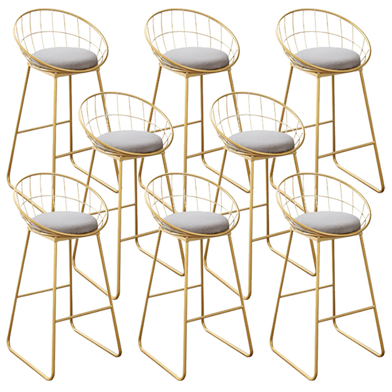 Nordic Backrest Armless Counter Stool Iron Kitchen Bar Stool with Gold Base