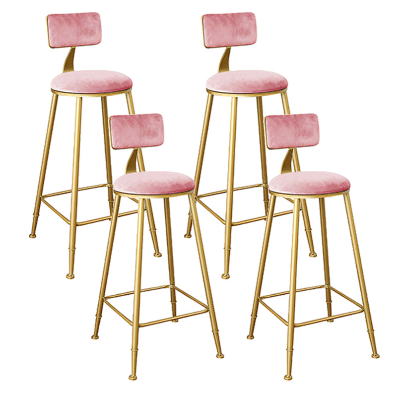 Nordic Backrest Armless Counter Stool Iron Kitchen Bar Stool with Gold Base