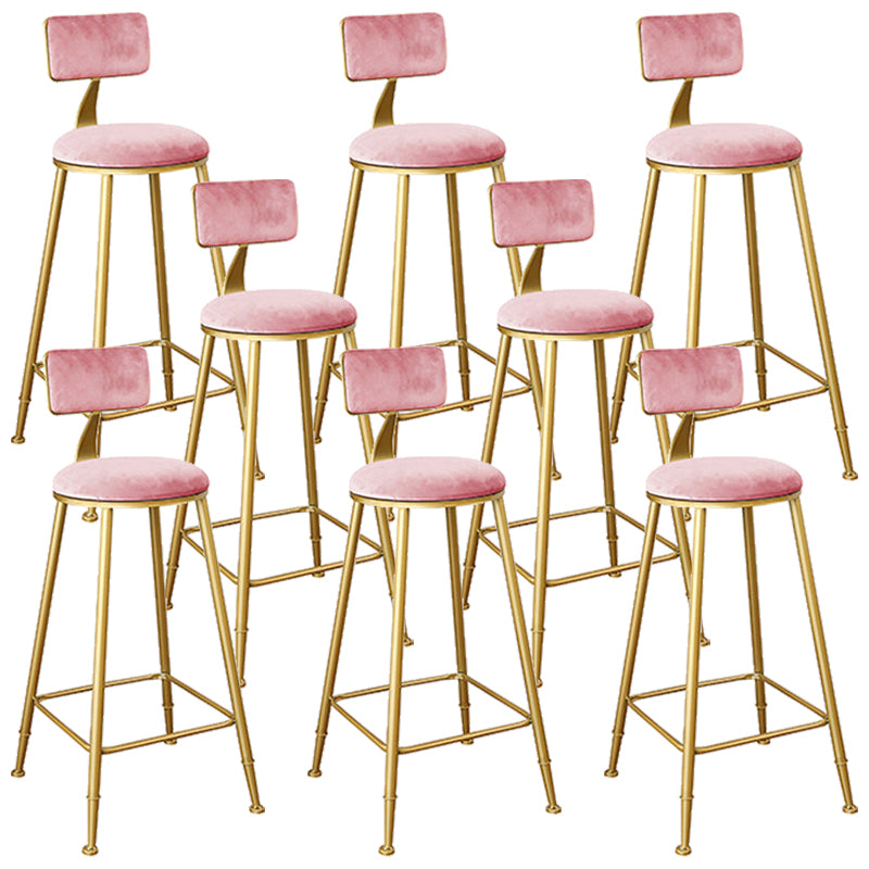 Nordic Backrest Armless Counter Stool Iron Kitchen Bar Stool with Gold Base