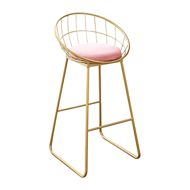 Nordic Backrest Armless Counter Stool Iron Kitchen Bar Stool with Gold Base