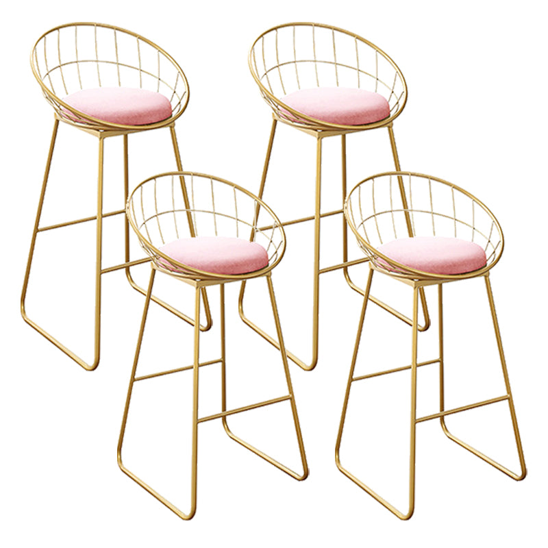 Nordic Backrest Armless Counter Stool Iron Kitchen Bar Stool with Gold Base