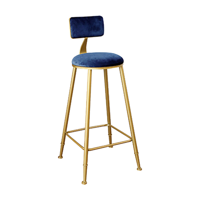 Nordic Backrest Armless Counter Stool Iron Kitchen Bar Stool with Gold Base
