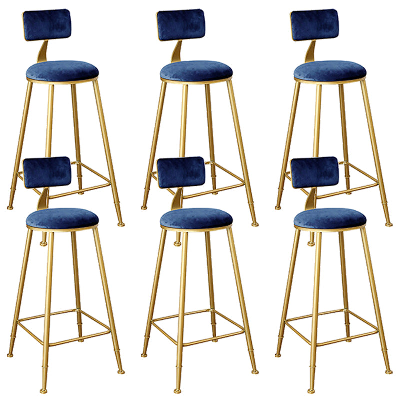 Nordic Backrest Armless Counter Stool Iron Kitchen Bar Stool with Gold Base