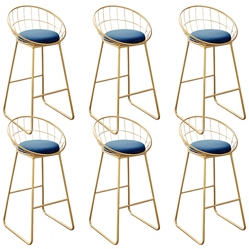 Nordic Backrest Armless Counter Stool Iron Kitchen Bar Stool with Gold Base