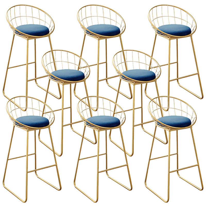 Nordic Backrest Armless Counter Stool Iron Kitchen Bar Stool with Gold Base