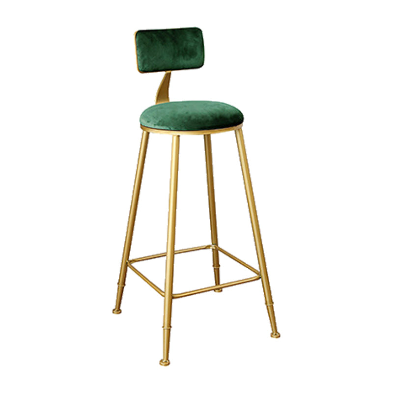 Nordic Backrest Armless Counter Stool Iron Kitchen Bar Stool with Gold Base