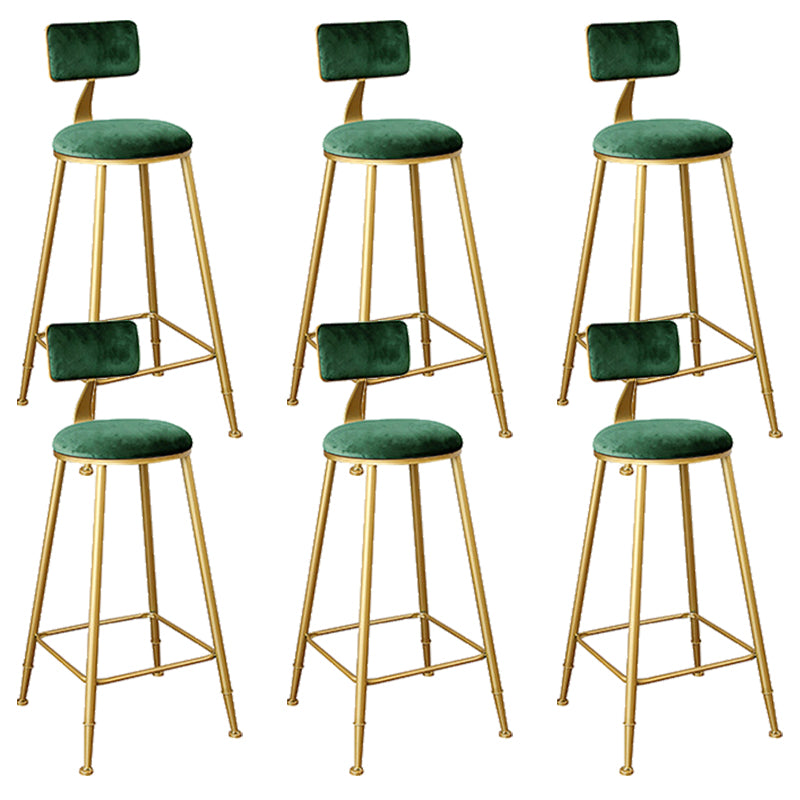 Nordic Backrest Armless Counter Stool Iron Kitchen Bar Stool with Gold Base
