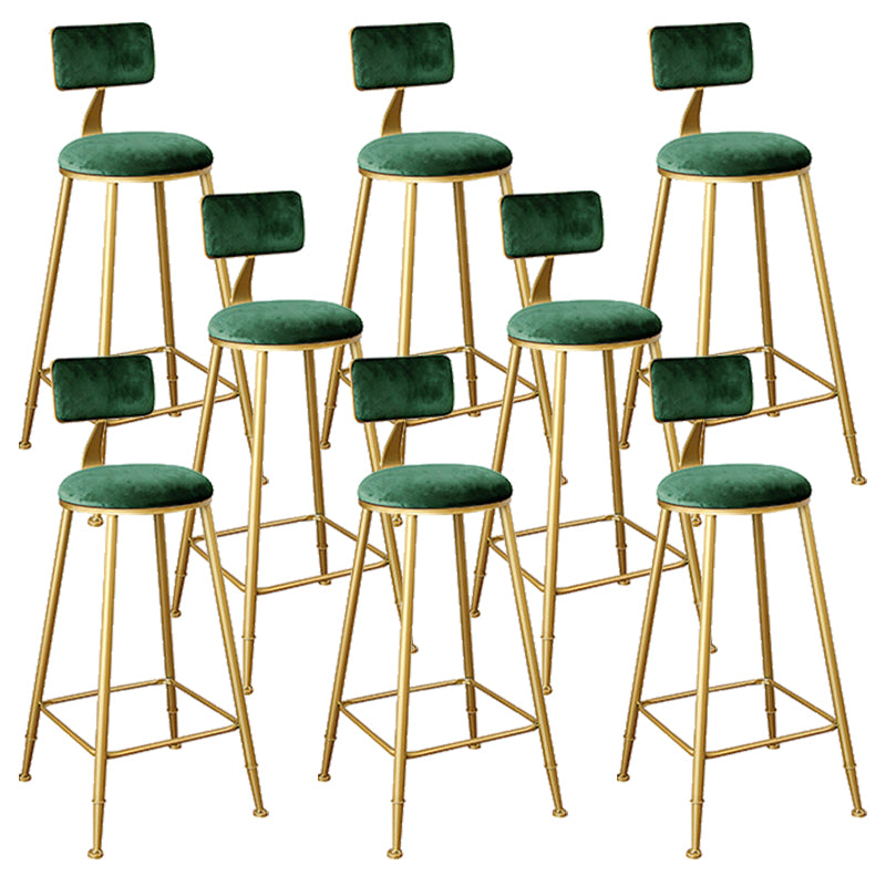 Nordic Backrest Armless Counter Stool Iron Kitchen Bar Stool with Gold Base