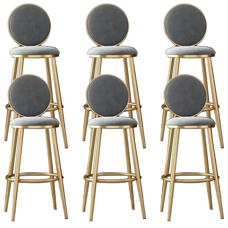 Nordic Armless Backrest Counter Stool Steel Kitchen Bar Stool with Cushion and Pedal
