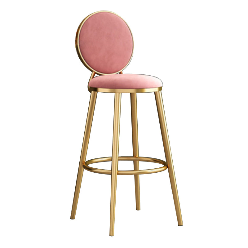 Nordic Armless Backrest Counter Stool Steel Kitchen Bar Stool with Cushion and Pedal