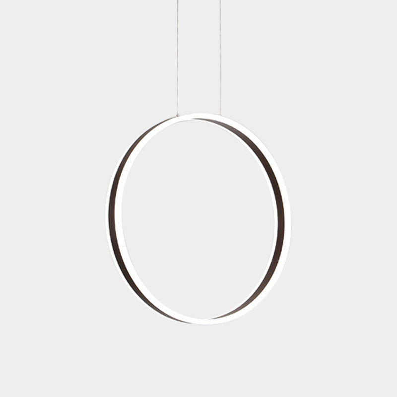 Modernist Ring Hanging Light Kit Acrylic Dining Room LED Ceiling Pendant Lamp in Coffee, 16"/23.5" Dia