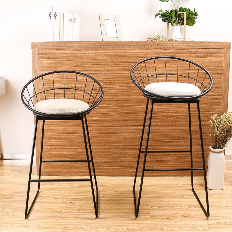 Glam Bucket Counter Bar Stool Footrest Low Back Indoor Metal Counter Stools