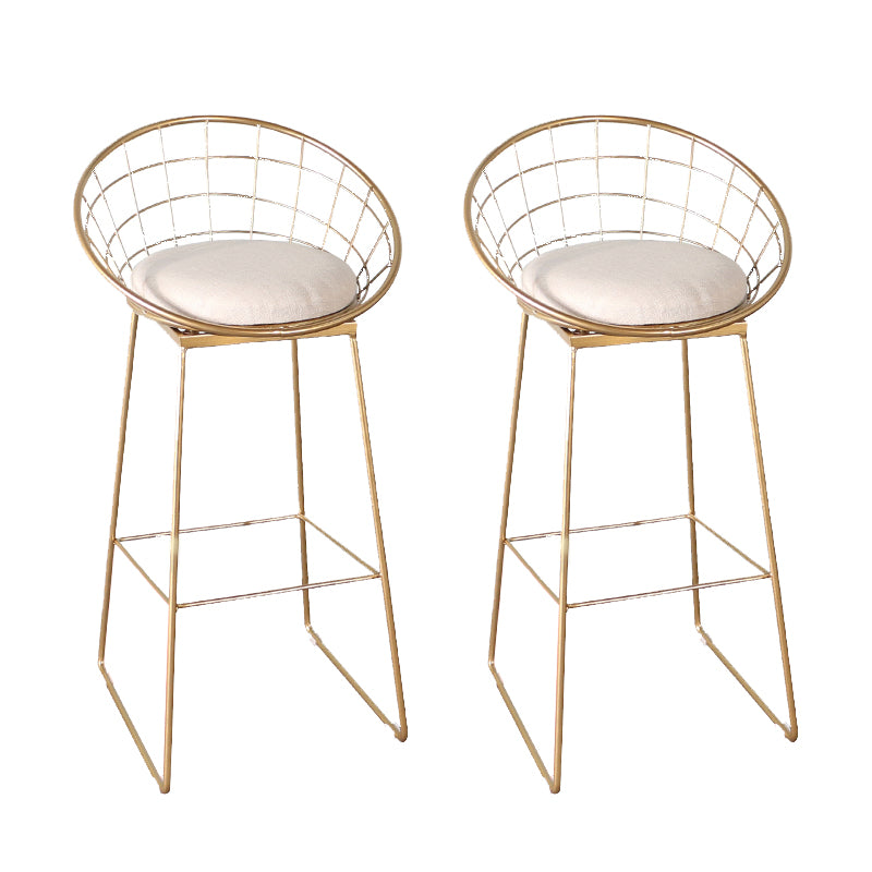 Glam Bucket Counter Bar Stool Footrest Low Back Indoor Metal Counter Stools