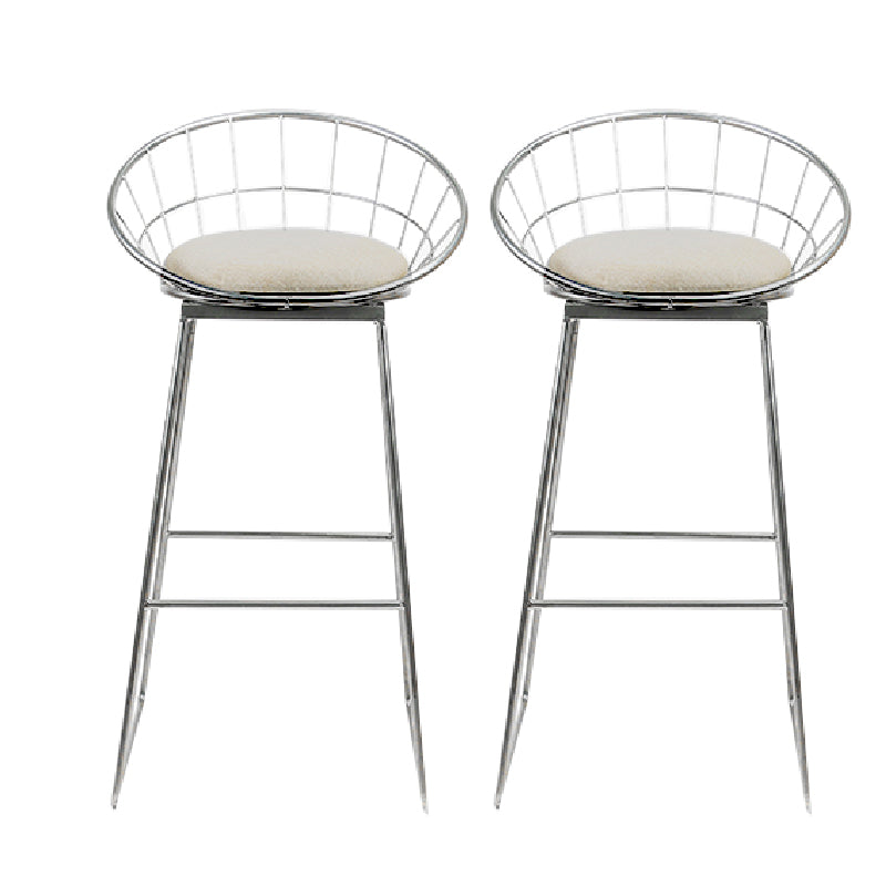 Glam Bucket Counter Bar Stool Footrest Low Back Indoor Metal Counter Stools