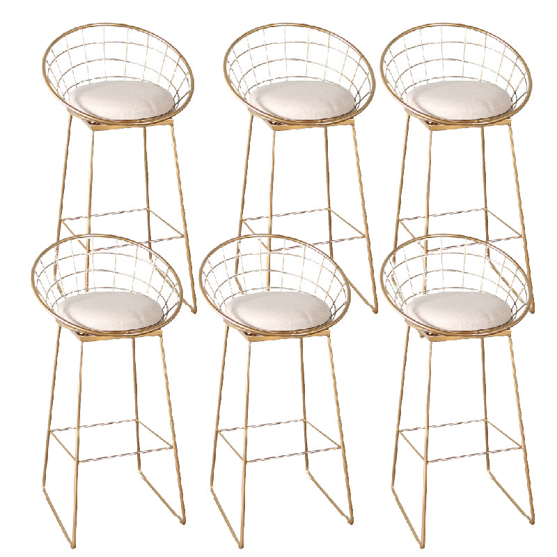 Glam Bucket Counter Bar Stool Footrest Low Back Indoor Metal Counter Stools