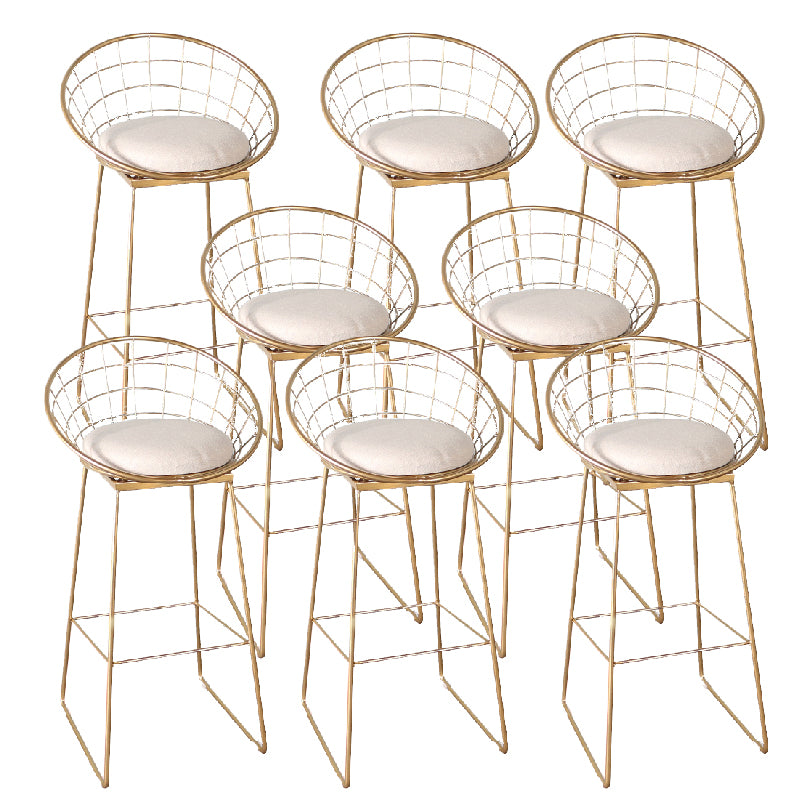 Glam Bucket Counter Bar Stool Footrest Low Back Indoor Metal Counter Stools