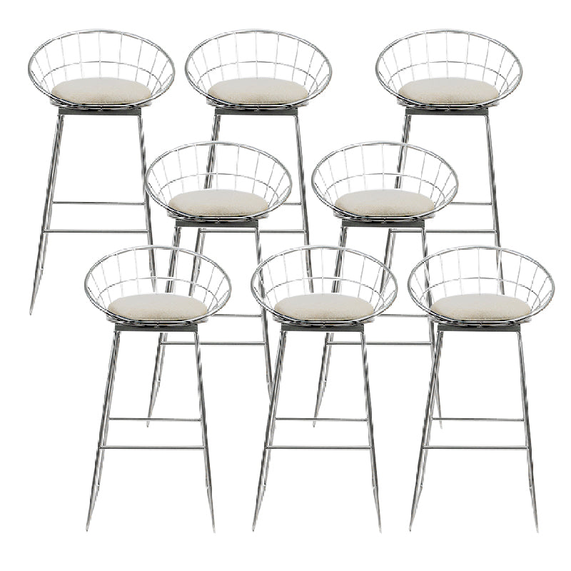 Glam Bucket Counter Bar Stool Footrest Low Back Indoor Metal Counter Stools