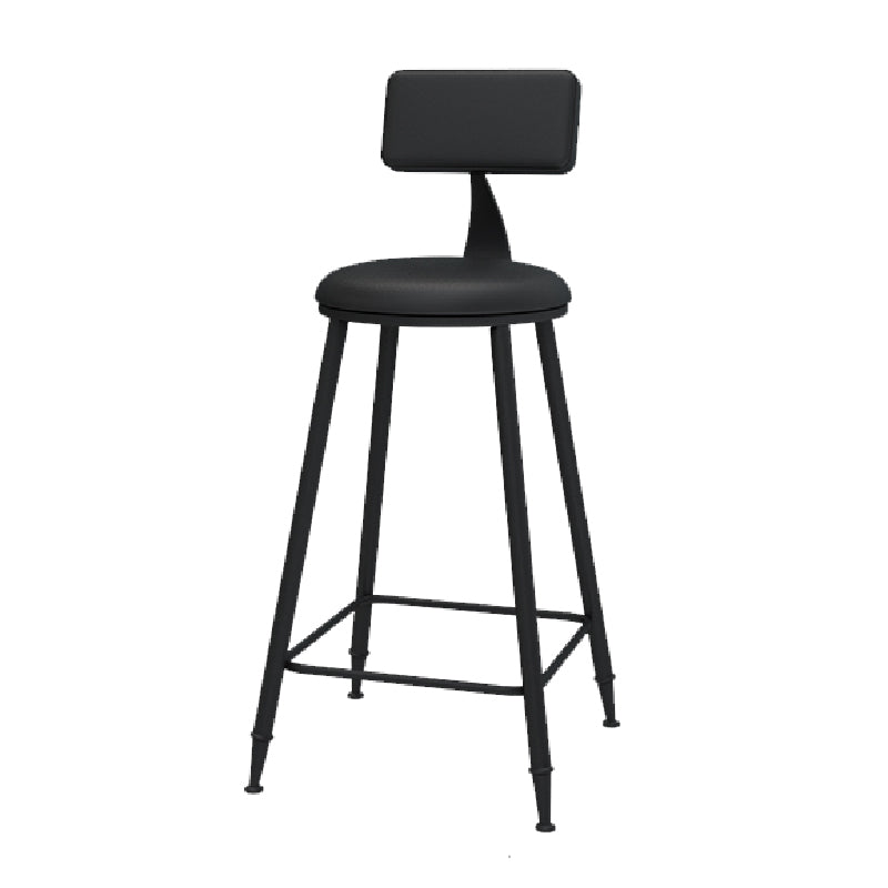 Nordic Armless Backrest Counter Stool Iron Kitchen Bar Stool with Leather Cushion