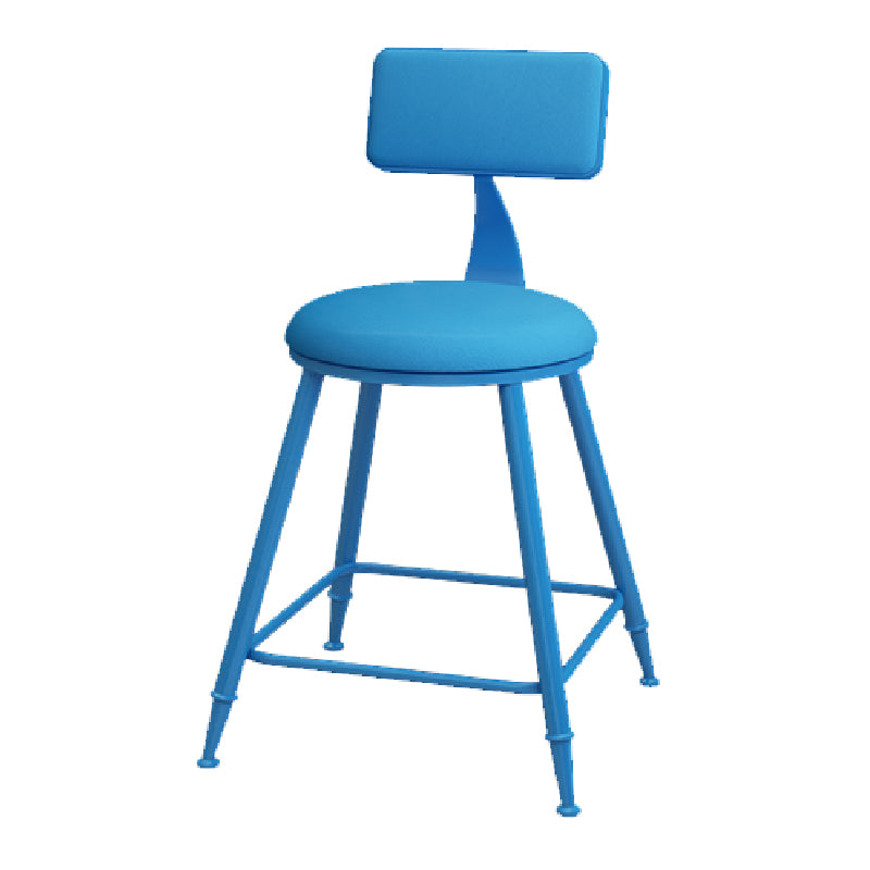 Nordic Armless Backrest Counter Stool Iron Kitchen Bar Stool with Leather Cushion