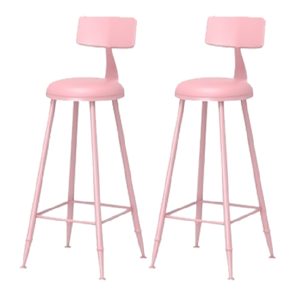 Nordic Armless Backrest Counter Stool Iron Kitchen Bar Stool with Leather Cushion