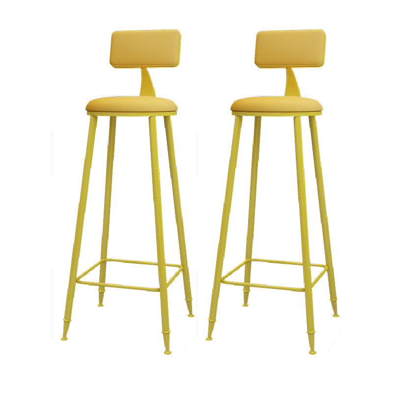 Nordic Armless Backrest Counter Stool Iron Kitchen Bar Stool with Leather Cushion