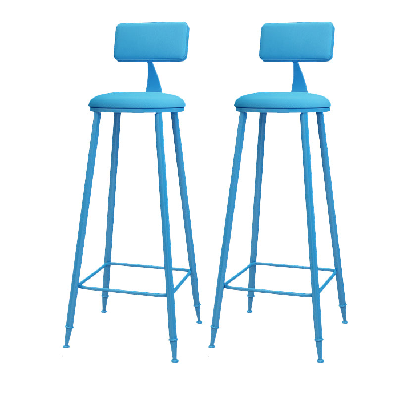 Nordic Armless Backrest Counter Stool Iron Kitchen Bar Stool with Leather Cushion