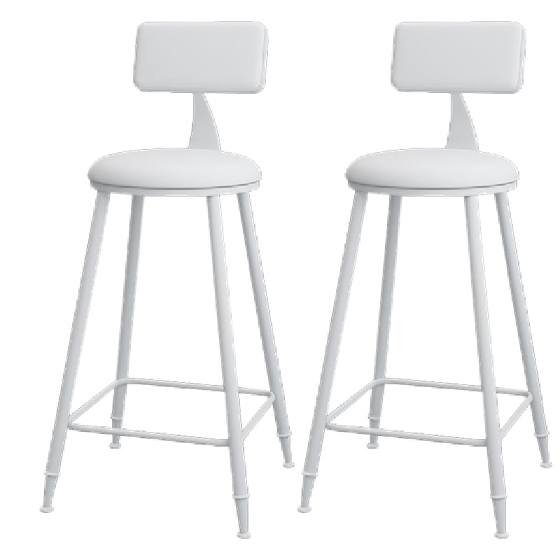 Nordic Armless Backrest Counter Stool Iron Kitchen Bar Stool with Leather Cushion