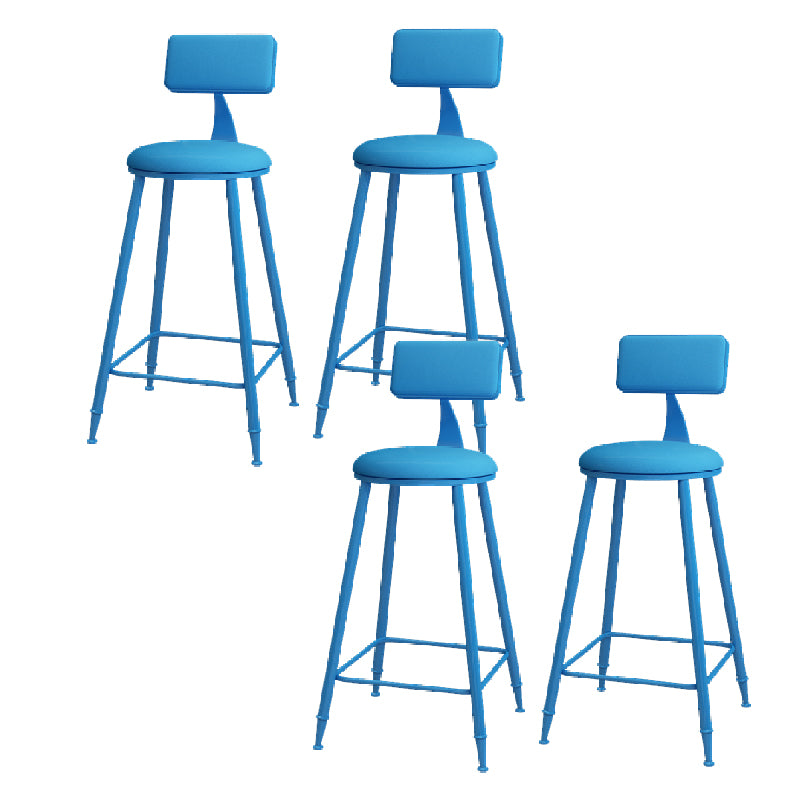 Nordic Armless Backrest Counter Stool Iron Kitchen Bar Stool with Leather Cushion