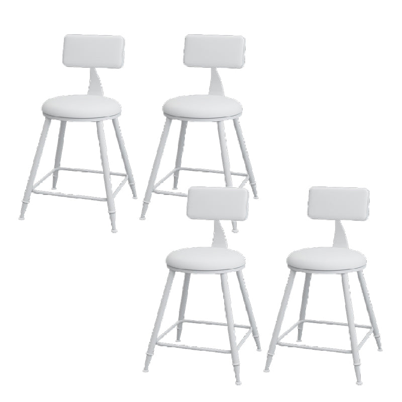 Nordic Armless Backrest Counter Stool Iron Kitchen Bar Stool with Leather Cushion