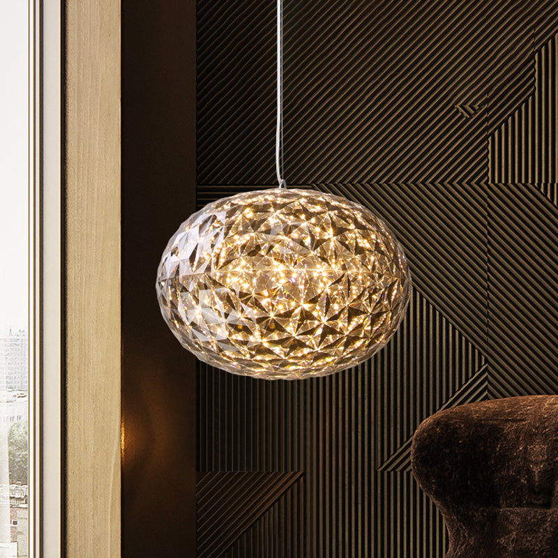 10"/12" W LED Bedside Pendant Lighting Contemporary Grey Hanging Lamp with Ball Acrylic Shade