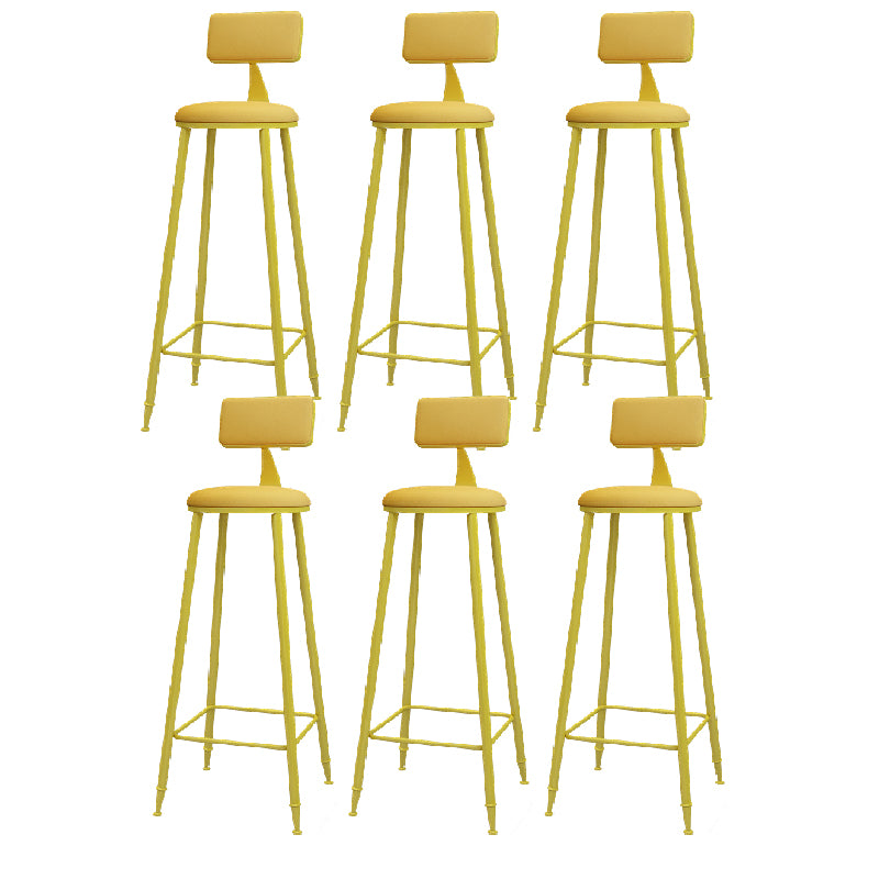 Nordic Armless Backrest Counter Stool Iron Kitchen Bar Stool with Leather Cushion