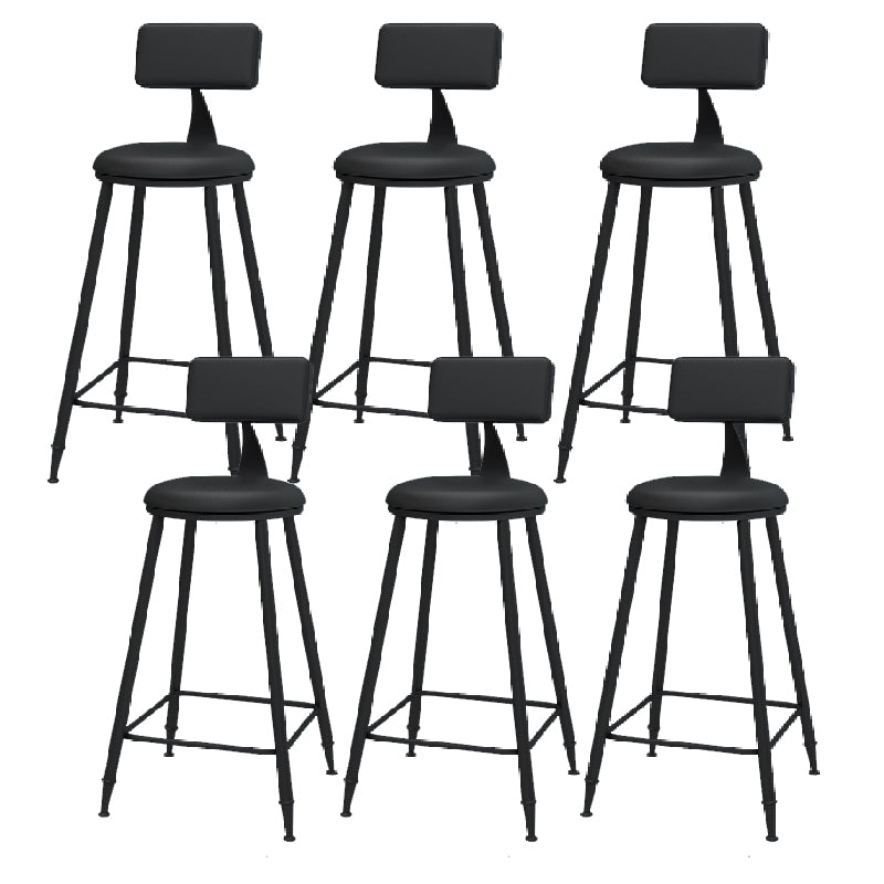 Nordic Armless Backrest Counter Stool Iron Kitchen Bar Stool with Leather Cushion