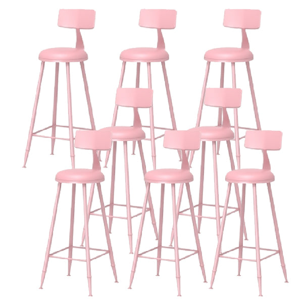 Nordic Armless Backrest Counter Stool Iron Kitchen Bar Stool with Leather Cushion