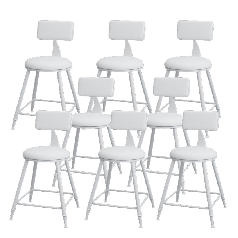 Nordic Armless Backrest Counter Stool Iron Kitchen Bar Stool with Leather Cushion