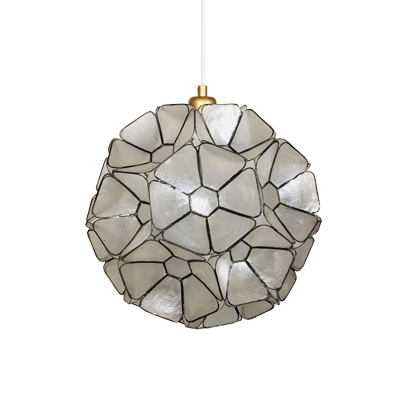 Black Blossom Pendant Light Fixture Modernist 1 Head Shell Hanging Ceiling Lamp with Splicing Design