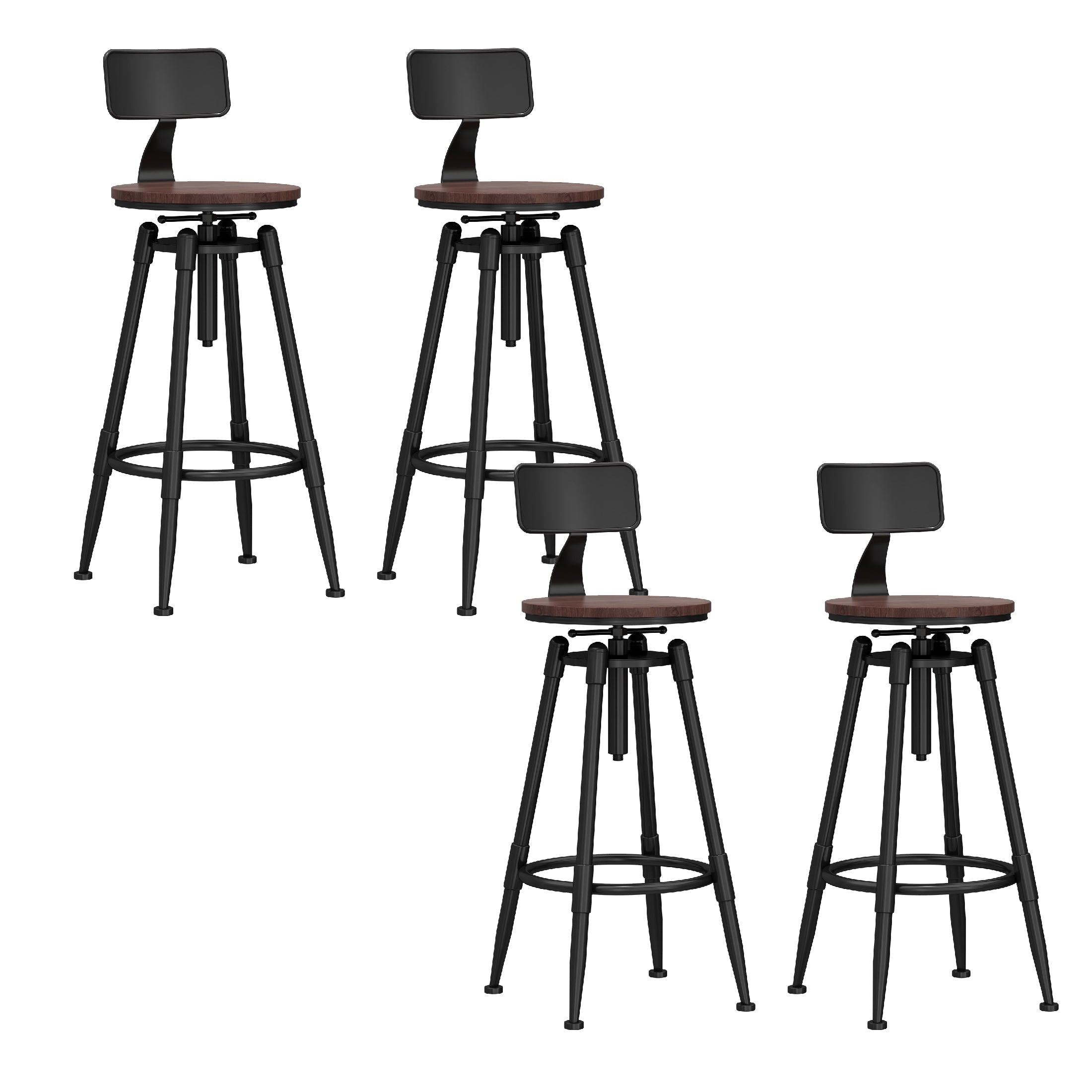 Industrial Adjustable Counter Chair Metal Round Indoor Dining Stool with Swivel