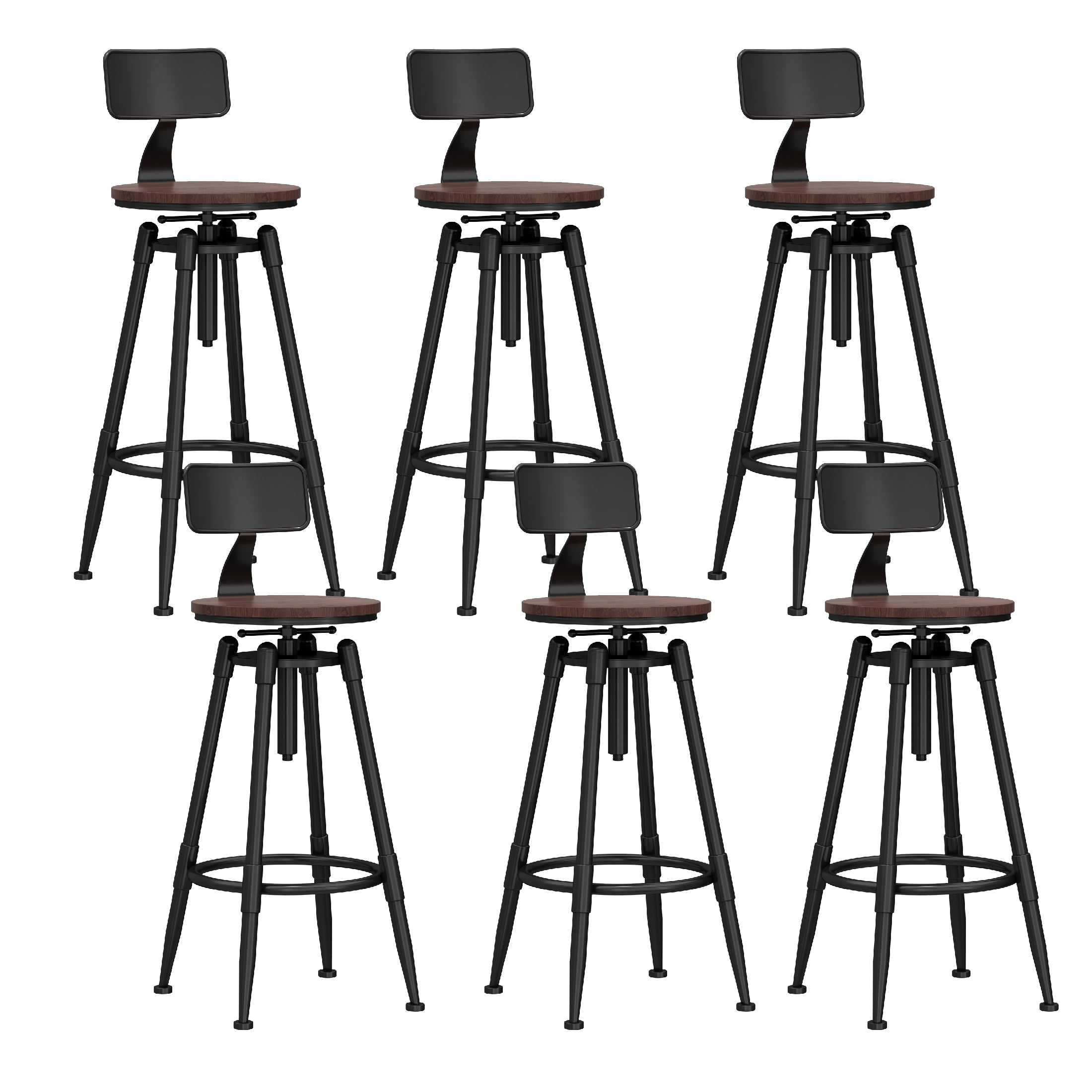 Industrial Adjustable Counter Chair Metal Round Indoor Dining Stool with Swivel