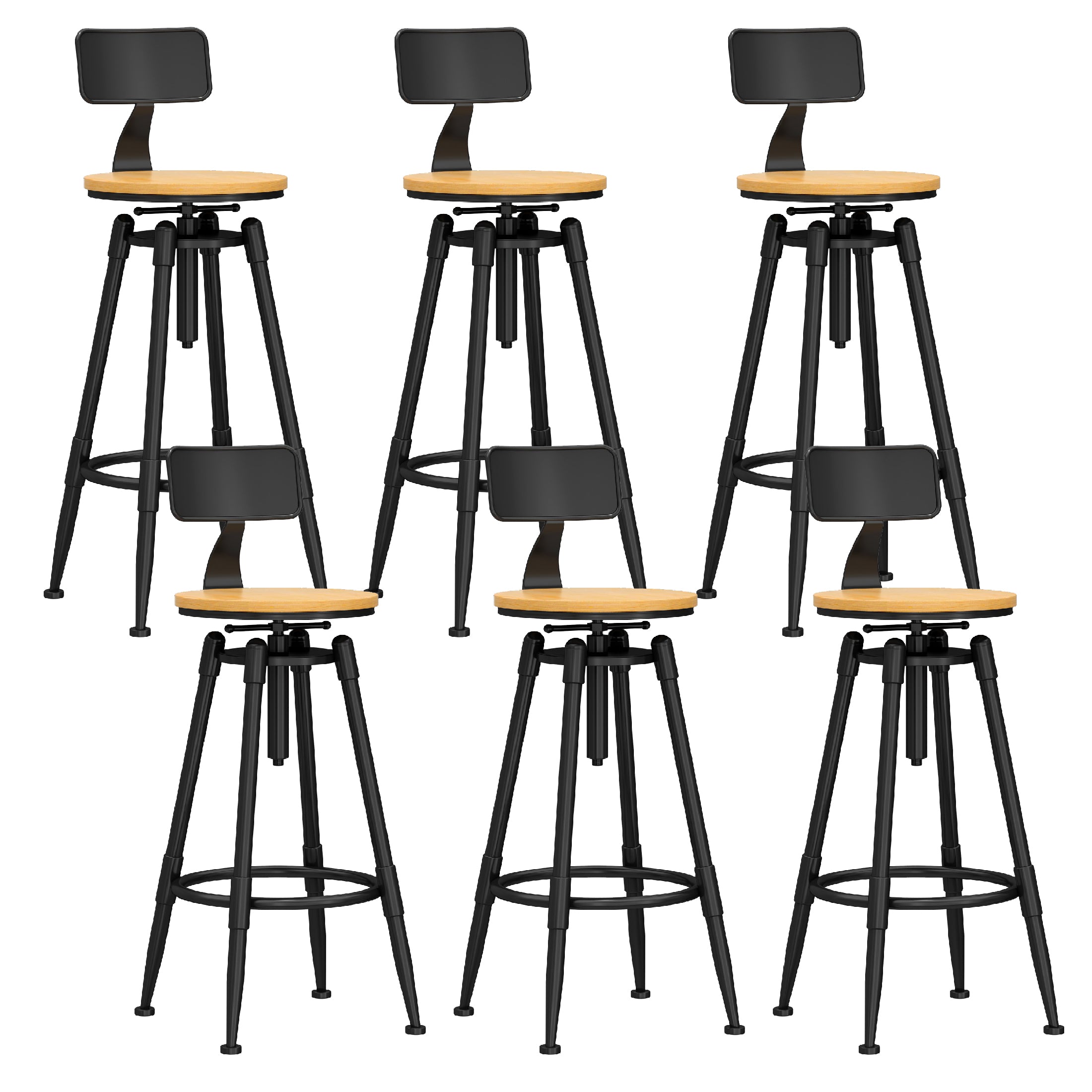 Industrial Adjustable Counter Chair Metal Round Indoor Dining Stool with Swivel