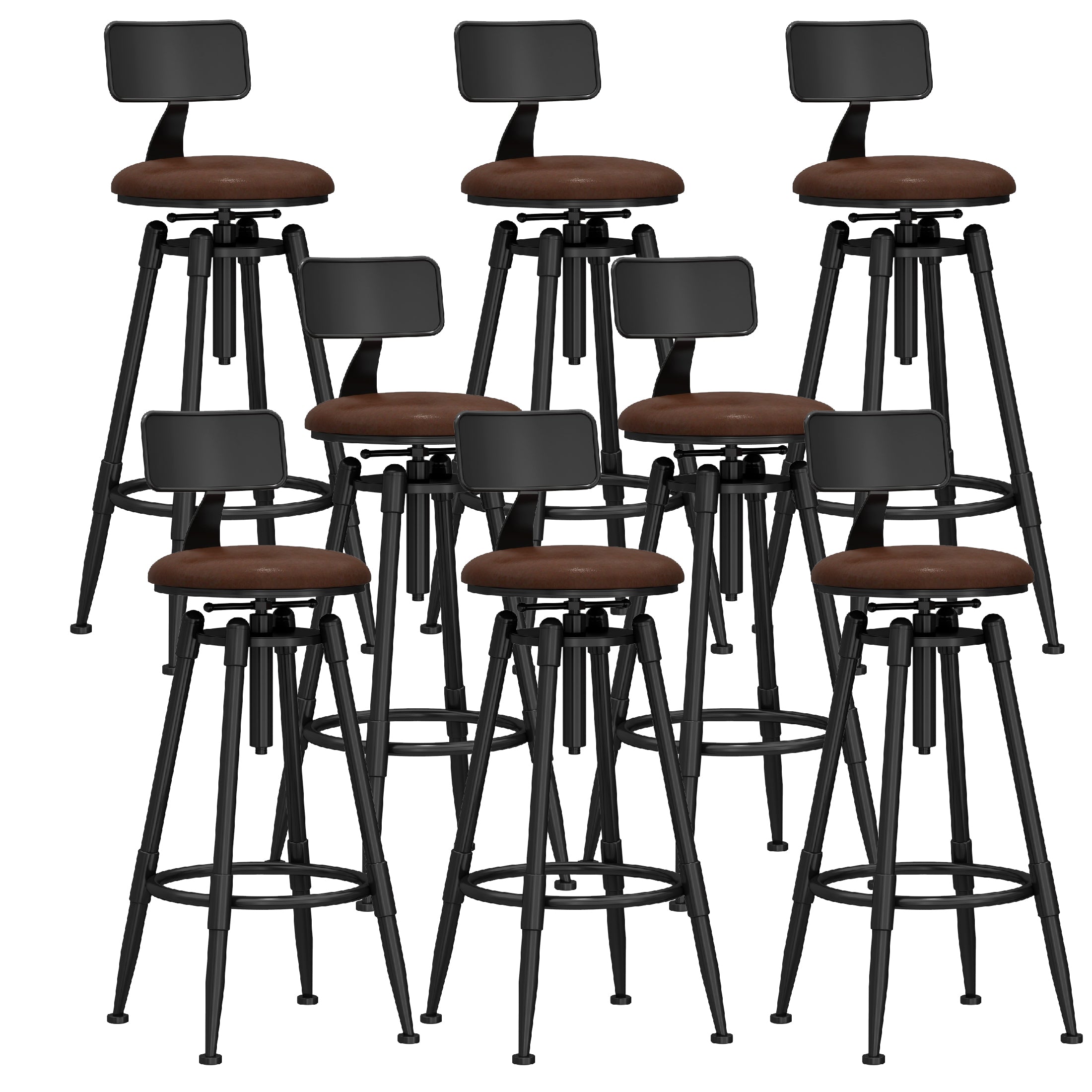 Industrial Adjustable Counter Chair Metal Round Indoor Dining Stool with Swivel