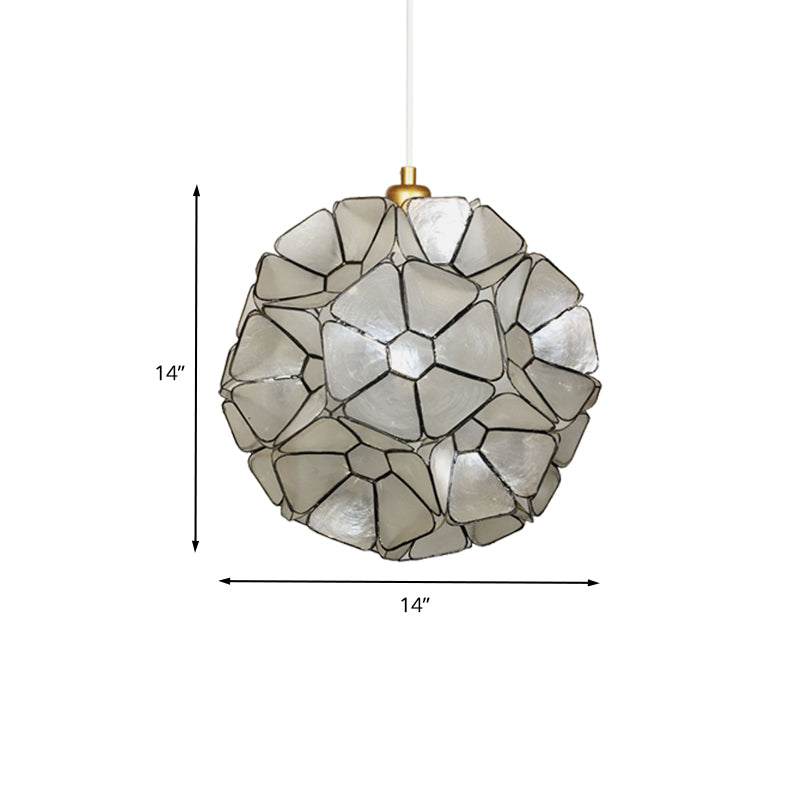 Black Blossom Pendant Light Fixture Modernist 1 Head Shell Hanging Ceiling Lamp with Splicing Design