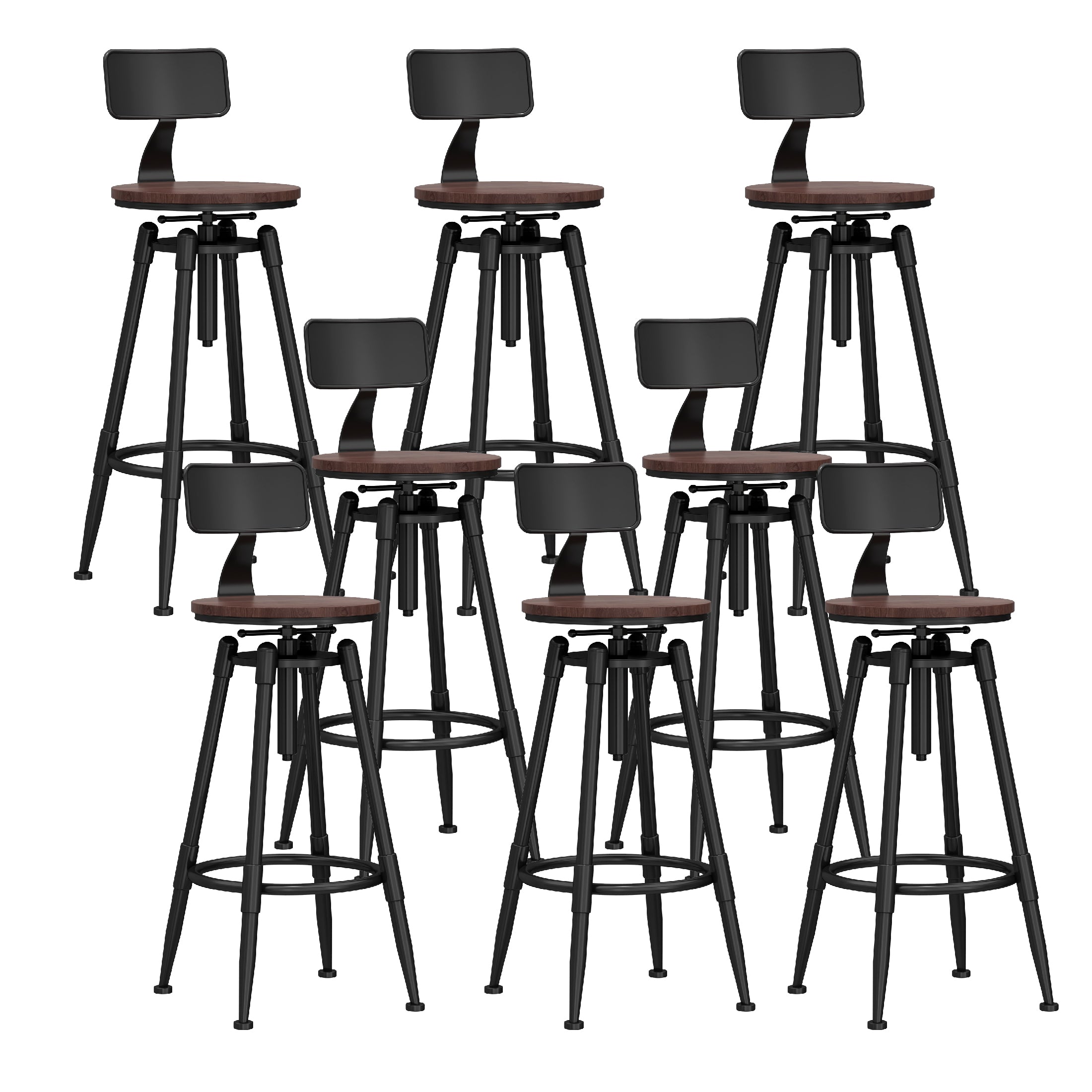 Industrial Adjustable Counter Chair Metal Round Indoor Dining Stool with Swivel