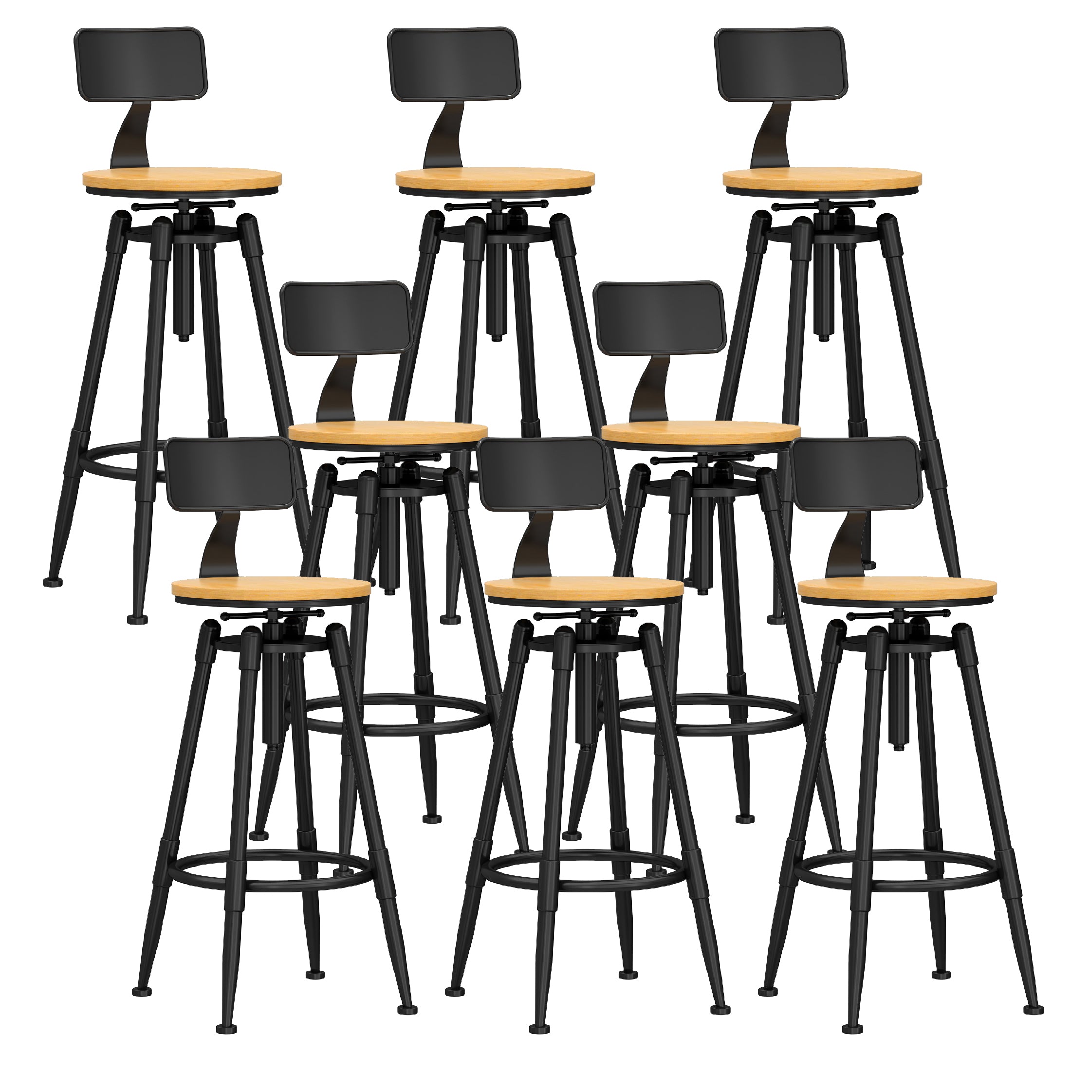 Industrial Adjustable Counter Chair Metal Round Indoor Dining Stool with Swivel