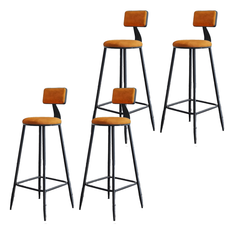 Modern Armless Backrest Counter Stool Steel Kitchen Bar Stool with Cushion and Pedal