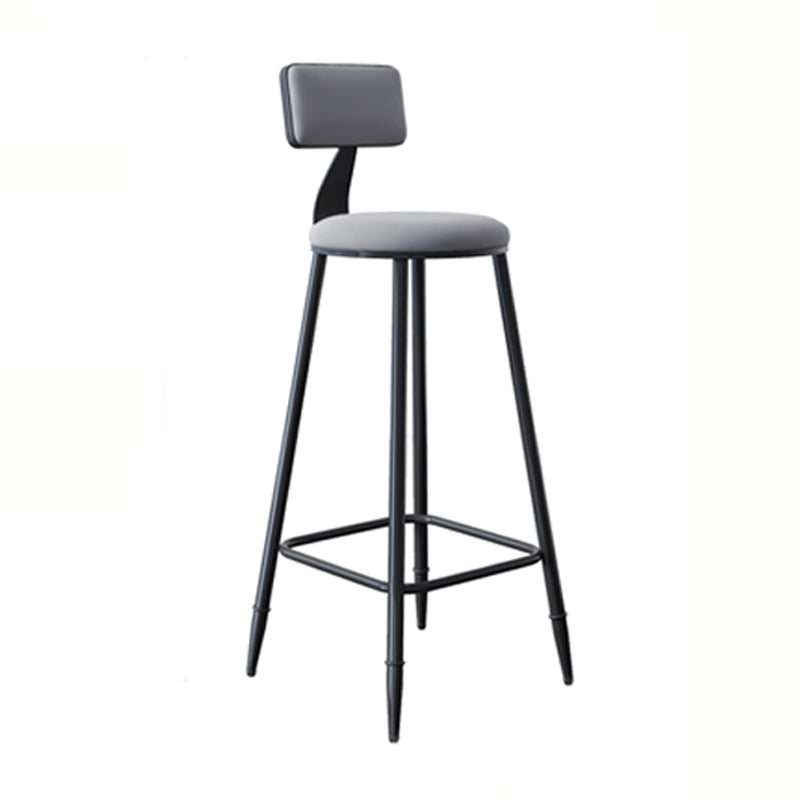 Modern Armless Backrest Counter Stool Steel Kitchen Bar Stool with Cushion and Pedal